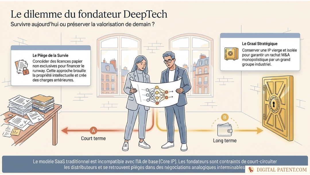 Le piège de la DeepTech: pourquoi concéder votre IA de base détruit votre sortie M&A | digital-patent.com