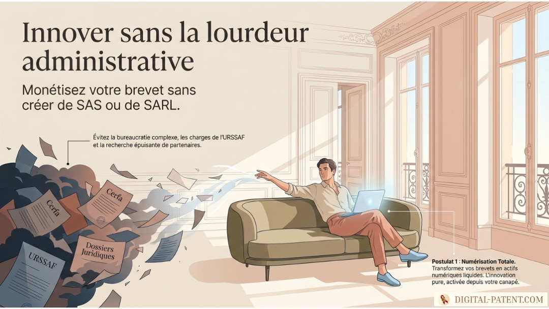 Commercialisation depuis son canapé : Monétisez votre brevet sans créer d'entreprise | Digital-Patent.com