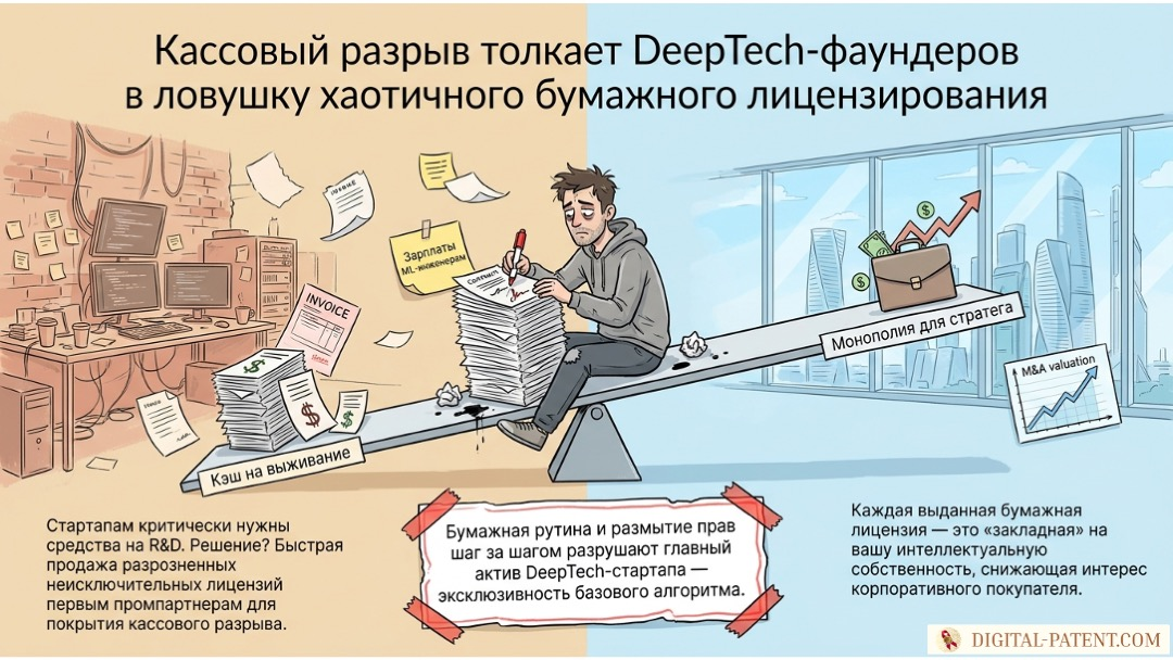 Ловушка DeepTech: почему лицензирование базового ИИ разрушает сделку M&A | digital-patent.com